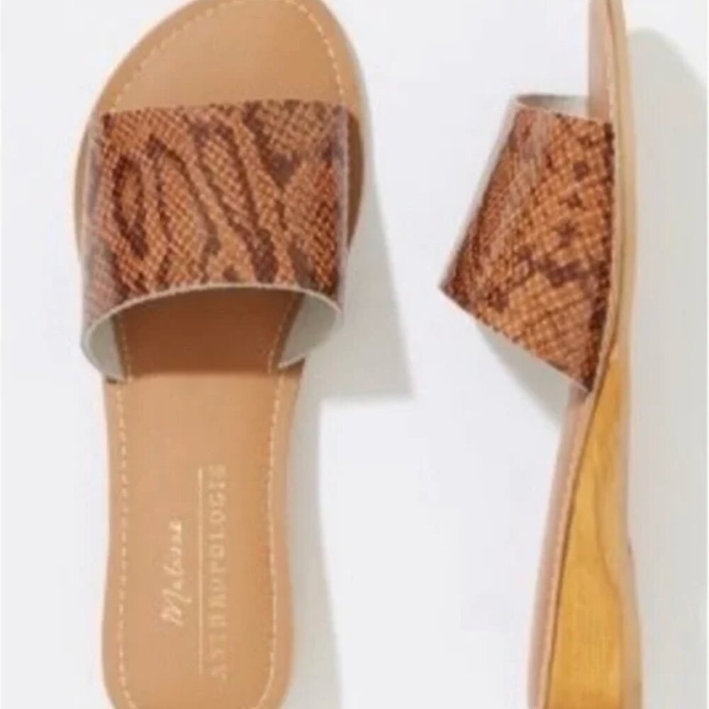 Anthropologie Matisse Havana Sandals Leather Snake Print Slide 7- NEW